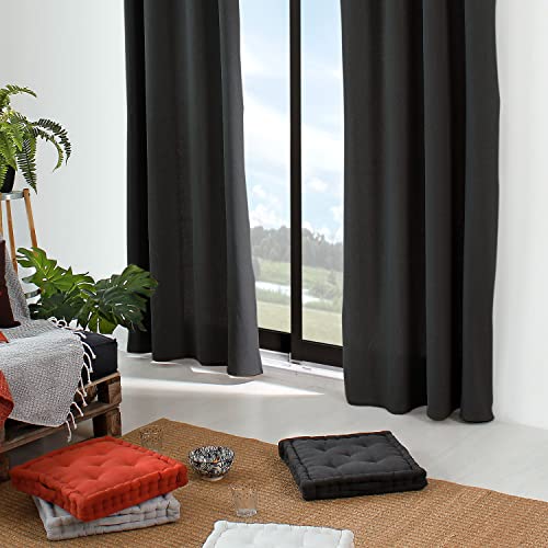 Enjoy Home – Vorhang Dune – 8 silberfarbene Ösen – Durchmesser 4 cm – 80% recycelte Baumwolle – 20% Polyester – Farbe Dunkelgrau – 135 x 240 cm von ED ENJOY HOME