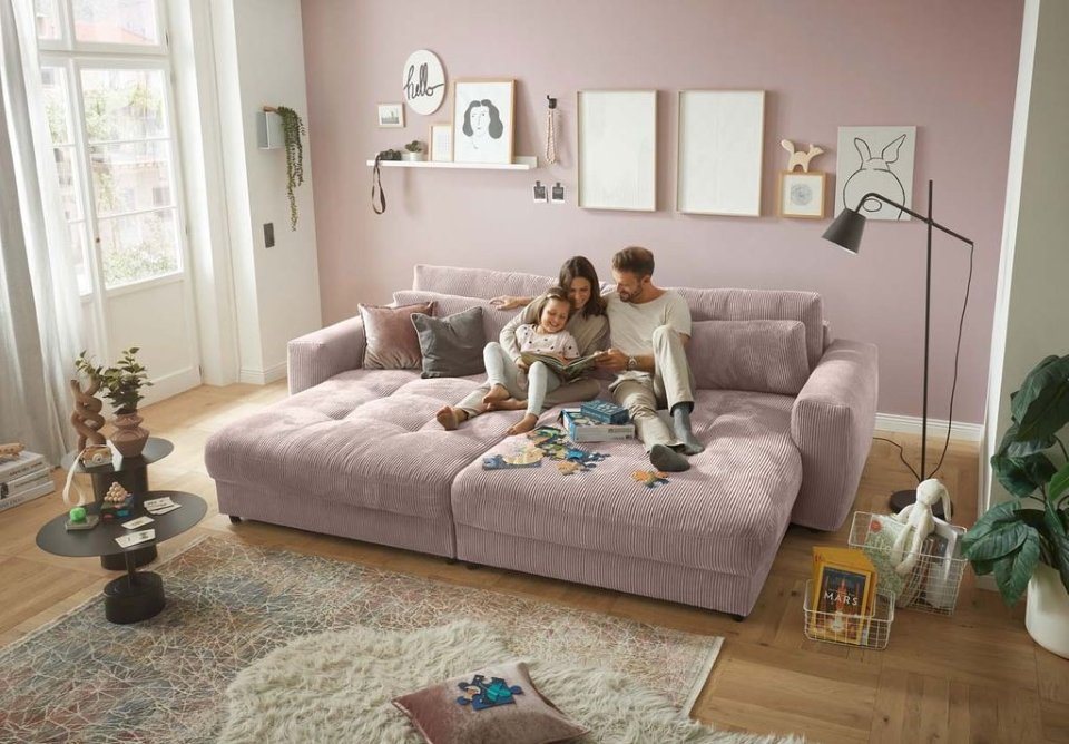 ED EXCITING DESIGN Big-Sofa Barura, Rückenkissen, Nierenkissen, Cord Bezug, frei im Raum stellbar von ED EXCITING DESIGN