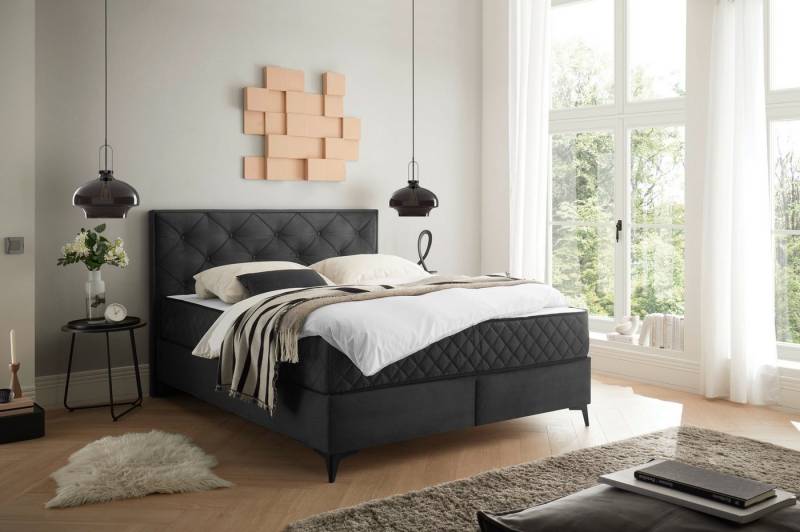 ED EXCITING DESIGN Boxbett Monroe inkl. Bettkasten, erhältlich in den Breiten 160cm & 180cm, Duo-Matratze - feste Seite mit Kokosmatte von ED EXCITING DESIGN