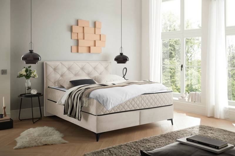 ED EXCITING DESIGN Boxbett Monroe inkl. Bettkasten, erhältlich in den Breiten 160cm & 180cm, Duo-Matratze - feste Seite mit Kokosmatte von ED EXCITING DESIGN
