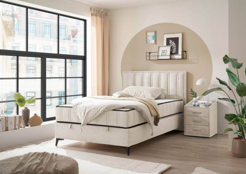 ED EXCITING DESIGN Boxbett Monroe inkl. Bettkasten, erhältlich in den Breiten 120cm & 140cm, Duo-Matratze - feste Seite mit Kokosmatte von ED EXCITING DESIGN