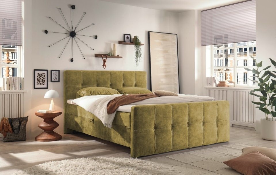ED EXCITING DESIGN Boxbett Valetta mit Bettkasten – H2 Topper inkl. 160x200/180x200 (Komplettbett inkl. HR-30-Topper (H2), Bettkasten mit Hebemechanismus, weiche Mikrofaser in Stilfarben von ED EXCITING DESIGN