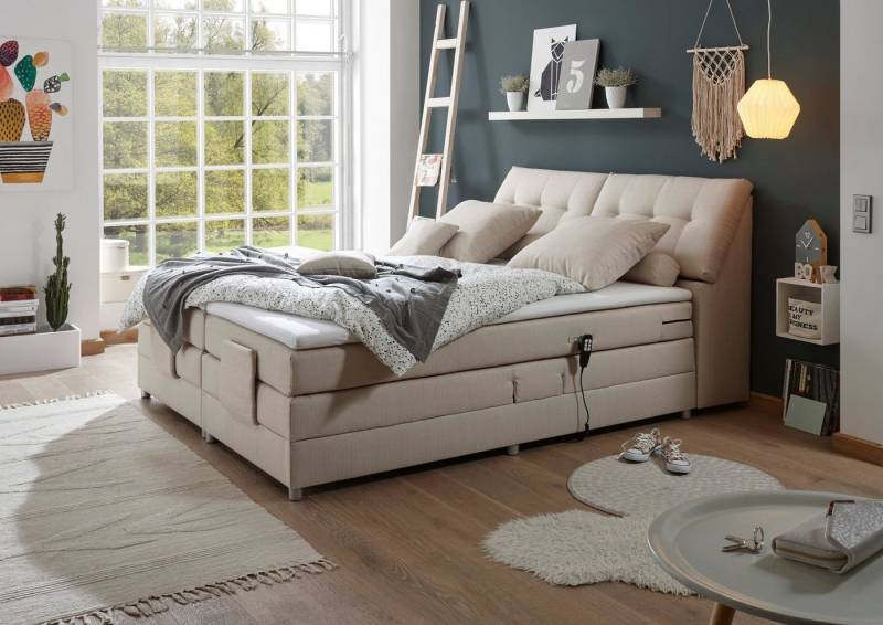 ED EXCITING DESIGN Boxspringbett Carpino, inkl. Motor, Stauraum im Kopfteil und Topper von ED EXCITING DESIGN