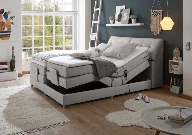 ED EXCITING DESIGN Boxspringbett Carpino, inkl. Motor, Stauraum im Kopfteil und Topper von ED EXCITING DESIGN