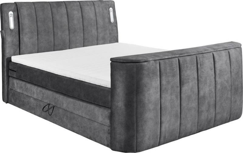 ED EXCITING DESIGN Boxspringbett Dallas (7-St), inkl. Topper, LED-Beleuchtung, TV Halterung und zwei Bettkästen von ED EXCITING DESIGN