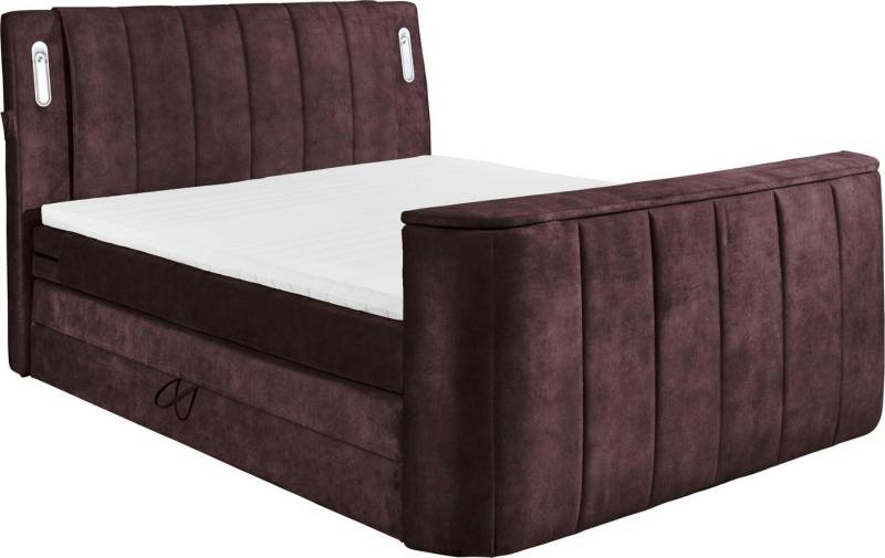 ED EXCITING DESIGN Boxspringbett Dallas (7-St), inkl. Topper, LED-Beleuchtung, TV Halterung und zwei Bettkästen von ED EXCITING DESIGN