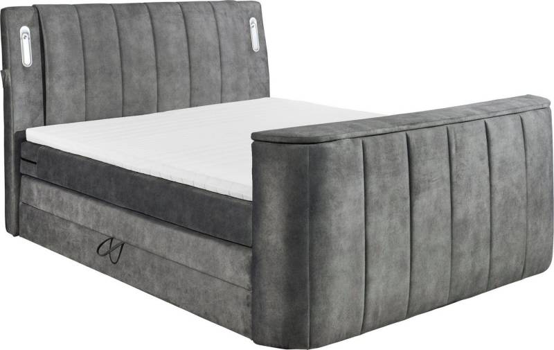 ED EXCITING DESIGN Boxspringbett Dallas (7-St), inkl. Topper, LED-Beleuchtung, TV Halterung und zwei Bettkästen von ED EXCITING DESIGN