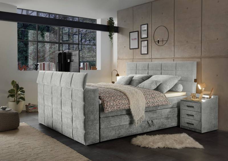 ED EXCITING DESIGN Boxspringbett Denver, inkl. 1 bzw. 2 Bettkästen, motorisierte TV-Halterung bis 40 Zoll von ED EXCITING DESIGN