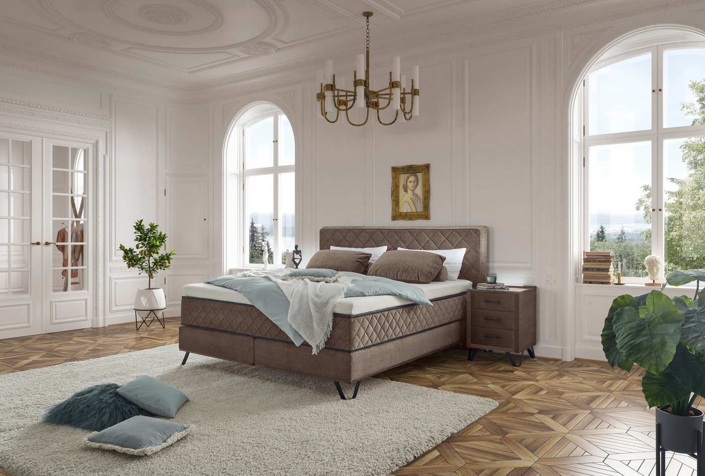 ED EXCITING DESIGN Boxspringbett Diamond, inkl. Duo-Wendematratze - harte Kokos - und weiche Filzseite von ED EXCITING DESIGN