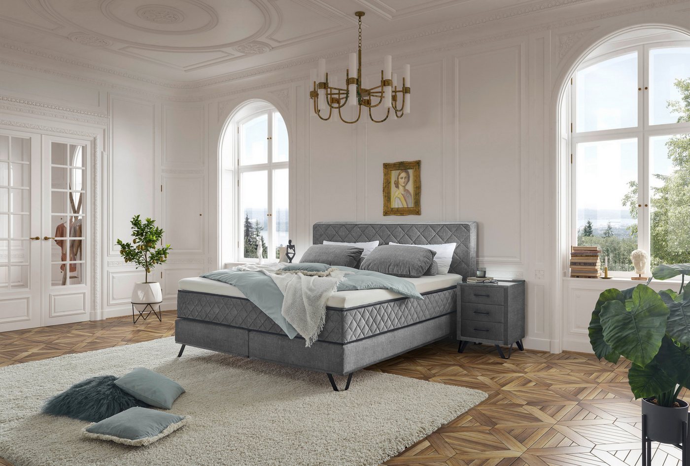 ED EXCITING DESIGN Boxspringbett Diamond, inkl. Duo-Wendematratze - harte Kokos - und weiche Filzseite von ED EXCITING DESIGN