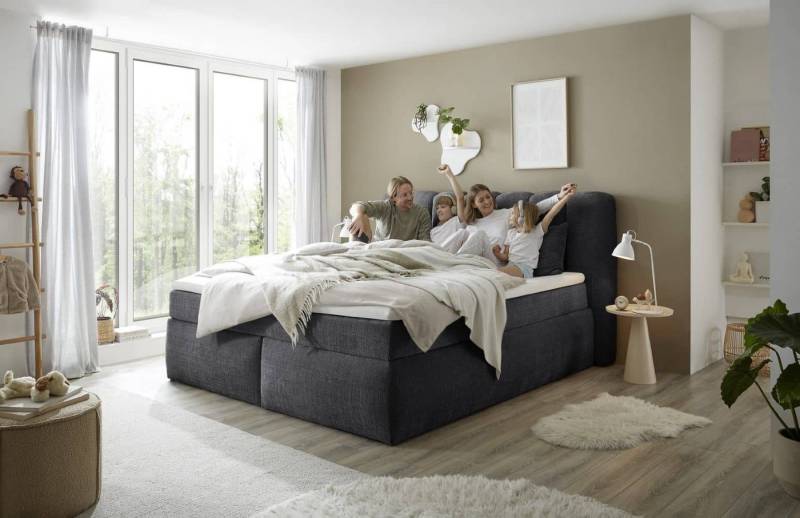 ED EXCITING DESIGN Boxspringbett Gibsons – Luxus mit Duo-Matratze & HR-Topper 180x200/200x200 (Komplettbett inkl. Topper & Duo-Matratze), inkl. Matratze & Topper, H3/H4, Liegehöhe 66 cm, Bezug waschbar 40 °C von ED EXCITING DESIGN