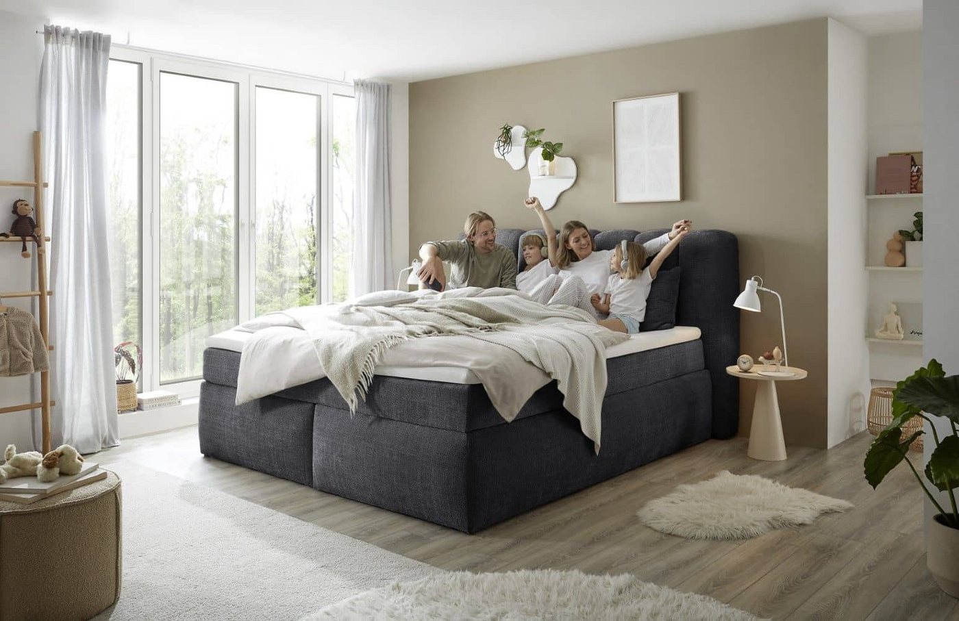 ED EXCITING DESIGN Boxspringbett Gibsons – Luxus mit Duo-Matratze & HR-Topper 180x200/200x200 (Komplettbett inkl. Topper & Duo-Matratze), inkl. Matratze & Topper, H3/H4, Liegehöhe 66 cm, Bezug waschbar 40 °C von ED EXCITING DESIGN