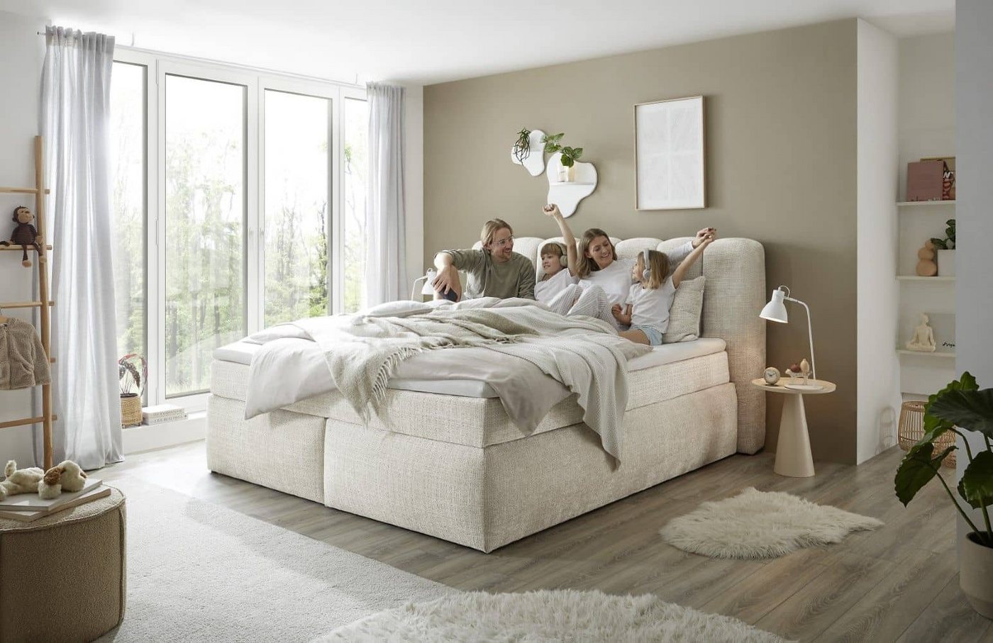 ED EXCITING DESIGN Boxspringbett Gibsons – Luxus mit Duo-Matratze & HR-Topper 180x200/200x200 (Komplettbett inkl. Topper & Duo-Matratze), inkl. Matratze & Topper, H3/H4, Liegehöhe 66 cm, Bezug waschbar 40 °C von ED EXCITING DESIGN