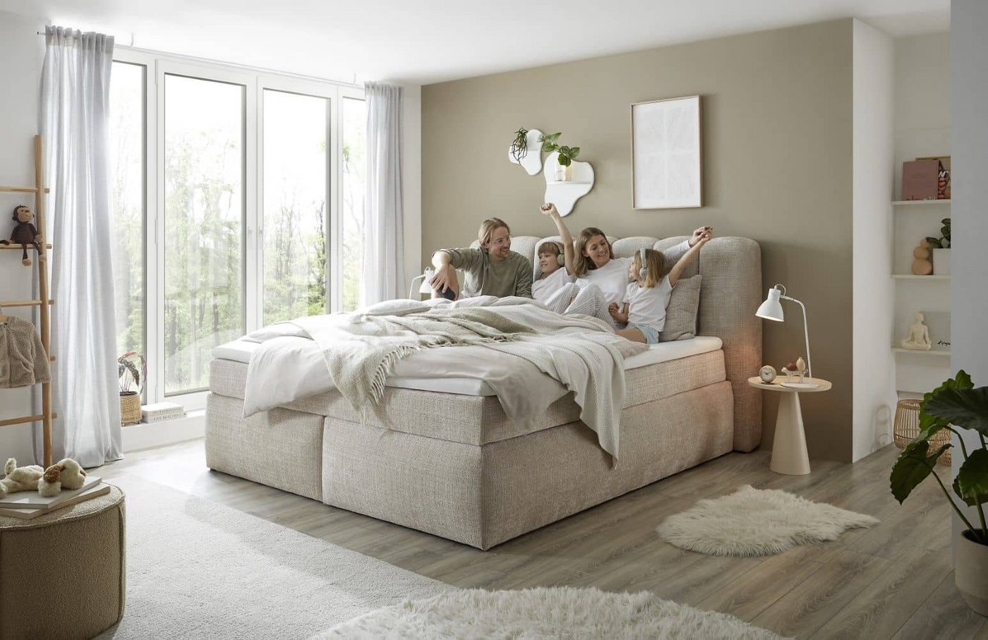 ED EXCITING DESIGN Boxspringbett Gibsons – Luxus mit Duo-Matratze & HR-Topper 180x200/200x200 (Komplettbett inkl. Topper & Duo-Matratze), inkl. Matratze & Topper, H3/H4, Liegehöhe 66 cm, Bezug waschbar 40 °C von ED EXCITING DESIGN