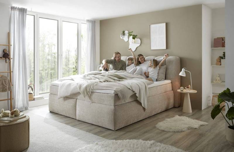 ED EXCITING DESIGN Boxspringbett Gibsons – Luxus mit Duo-Matratze & HR-Topper 180x200/200x200 (Komplettbett inkl. Topper & Duo-Matratze), inkl. Matratze & Topper, H3/H4, Liegehöhe 66 cm, Bezug waschbar 40 °C von ED EXCITING DESIGN