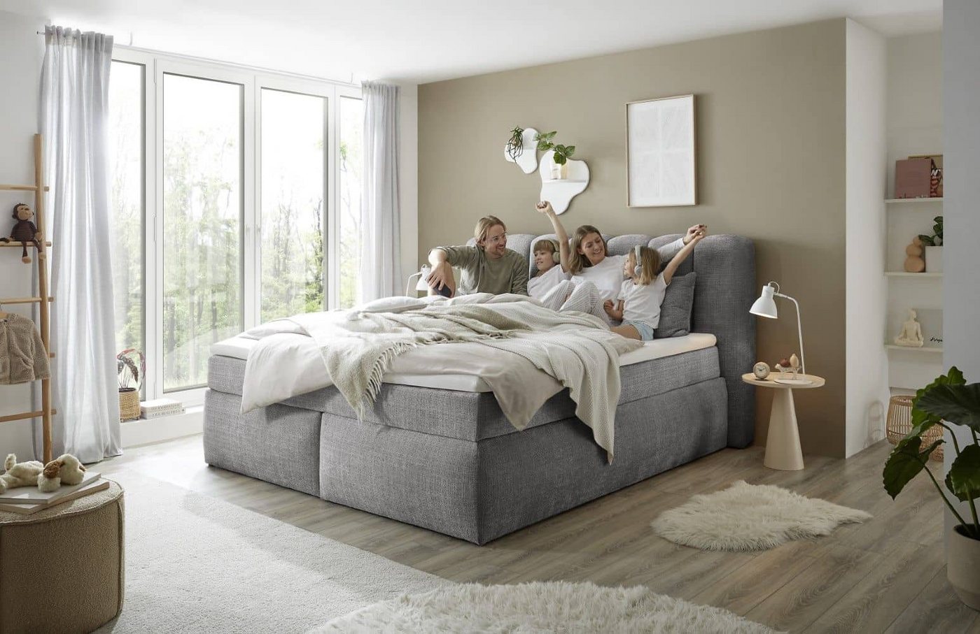 ED EXCITING DESIGN Boxspringbett Gibsons – Luxus mit Duo-Matratze & HR-Topper 180x200/200x200 (Komplettbett inkl. Topper & Duo-Matratze), inkl. Matratze & Topper, H3/H4, Liegehöhe 66 cm, Bezug waschbar 40 °C von ED EXCITING DESIGN