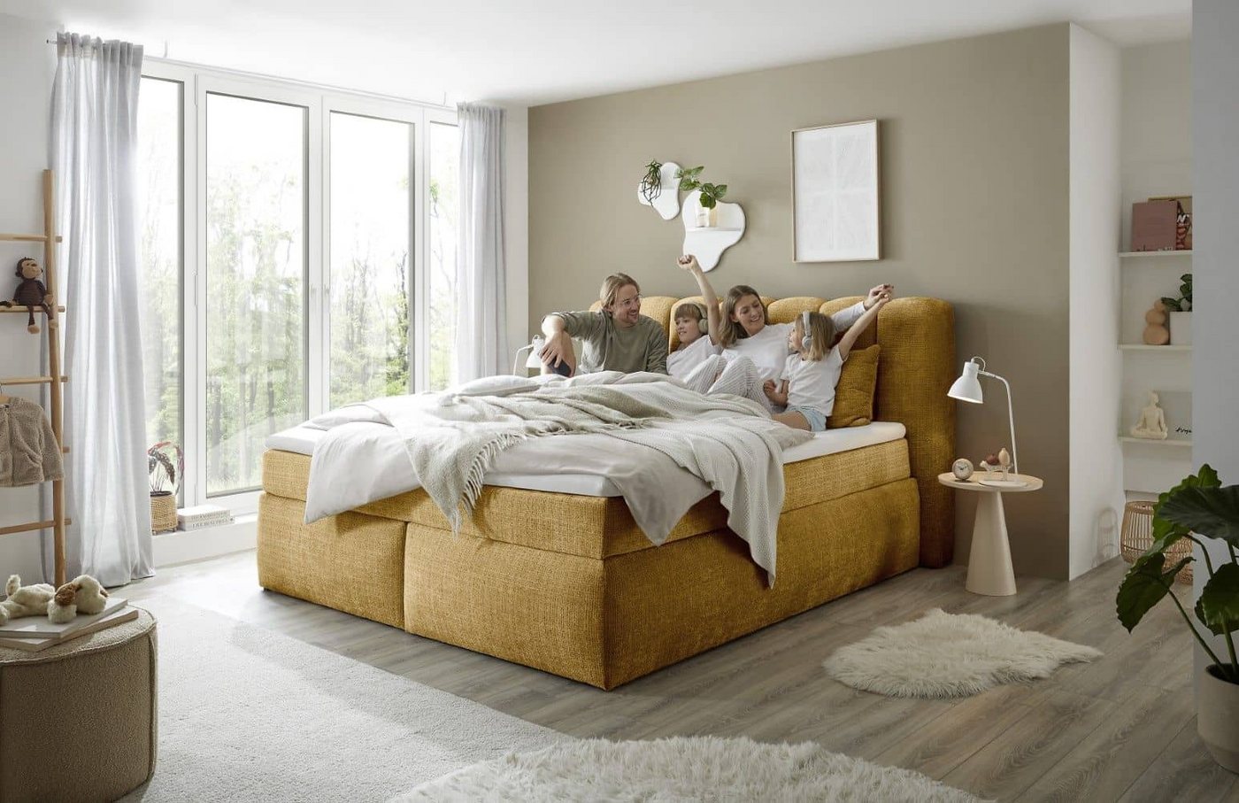 ED EXCITING DESIGN Boxspringbett Gibsons – Luxus mit Duo-Matratze & HR-Topper 180x200/200x200 (Komplettbett inkl. Topper & Duo-Matratze), inkl. Matratze & Topper, H3/H4, Liegehöhe 66 cm, Bezug waschbar 40 °C von ED EXCITING DESIGN