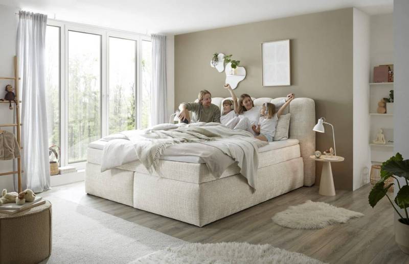 ED EXCITING DESIGN Boxspringbett Gibsons – Luxus mit Duo-Matratze & HR-Topper 180x200/200x200 (Komplettbett inkl. Topper & Duo-Matratze), inkl. Matratze & Topper, H3/H4, Liegehöhe 66 cm, Bezug waschbar 40 °C von ED EXCITING DESIGN