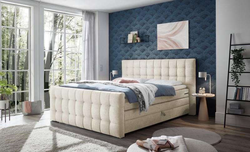 ED EXCITING DESIGN Boxspringbett Loberie, mit Strasssteinen im Kopf- und Fußteil, inkl. Bettkasten von ED EXCITING DESIGN