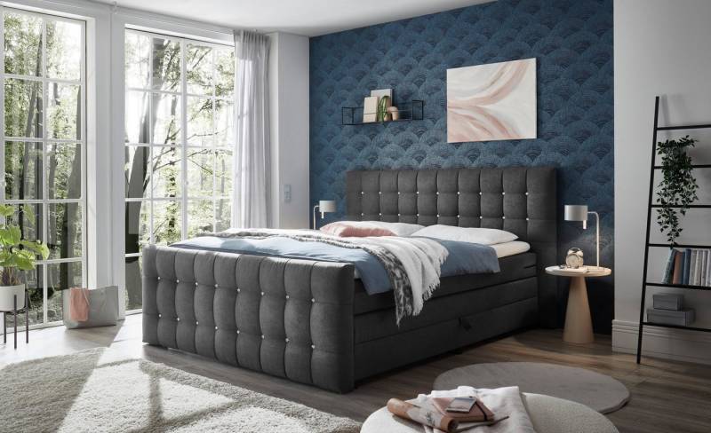 ED EXCITING DESIGN Boxspringbett Loberie, mit Strasssteinen im Kopf- und Fußteil, inkl. Bettkasten von ED EXCITING DESIGN