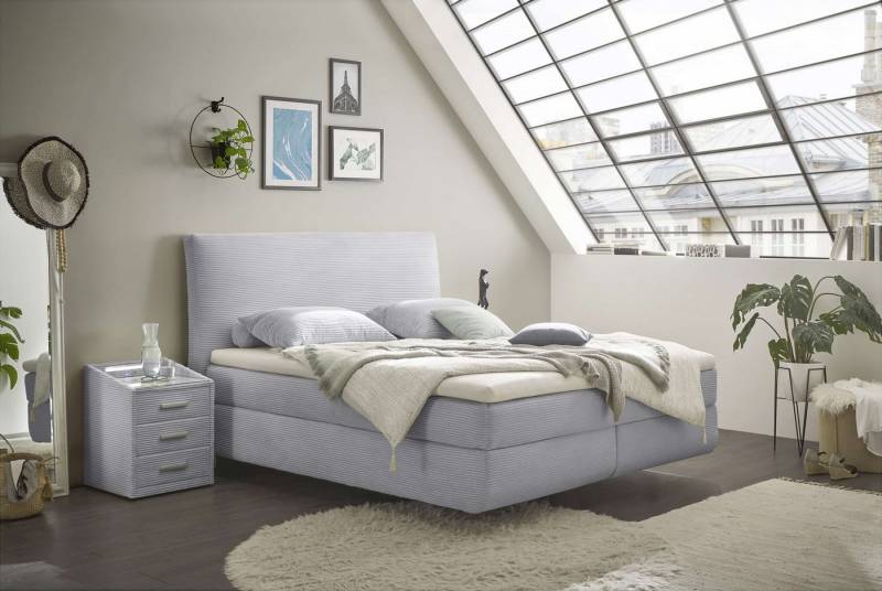 ED EXCITING DESIGN Boxspringbett Marbella 180x200 cm inkl. Topper - Cord-Bezug (Bett inklusive Matratze und Topper), 7-Zonen-Matratze, H30-Topper, ergonomisch, Cordbezug von ED EXCITING DESIGN