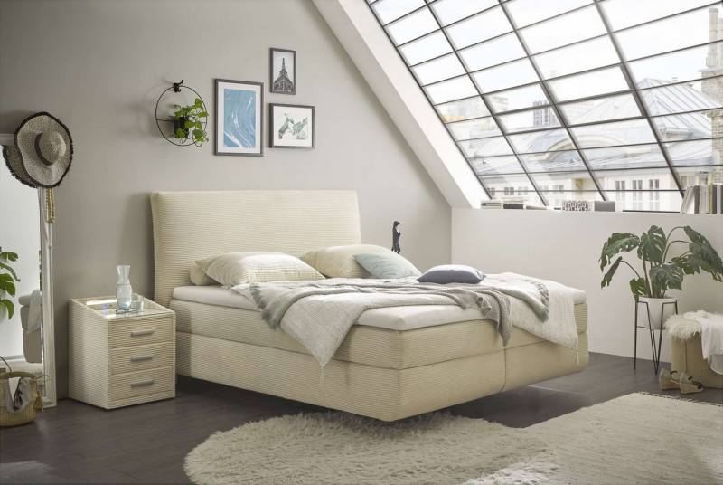 ED EXCITING DESIGN Boxspringbett Marbella 180x200 cm inkl. Topper - Cord-Bezug (Bett inklusive Matratze und Topper), 7-Zonen-Matratze, H30-Topper, ergonomisch, Cordbezug von ED EXCITING DESIGN