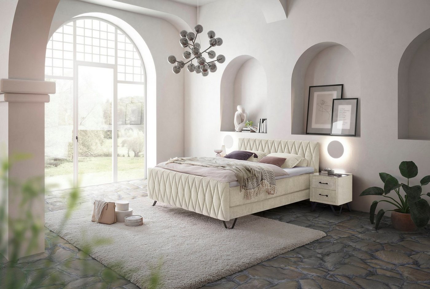 ED EXCITING DESIGN Boxspringbett Marsala, Duo-Matratze - harte Kokosmatte, weiche Filzabdeckung von ED EXCITING DESIGN