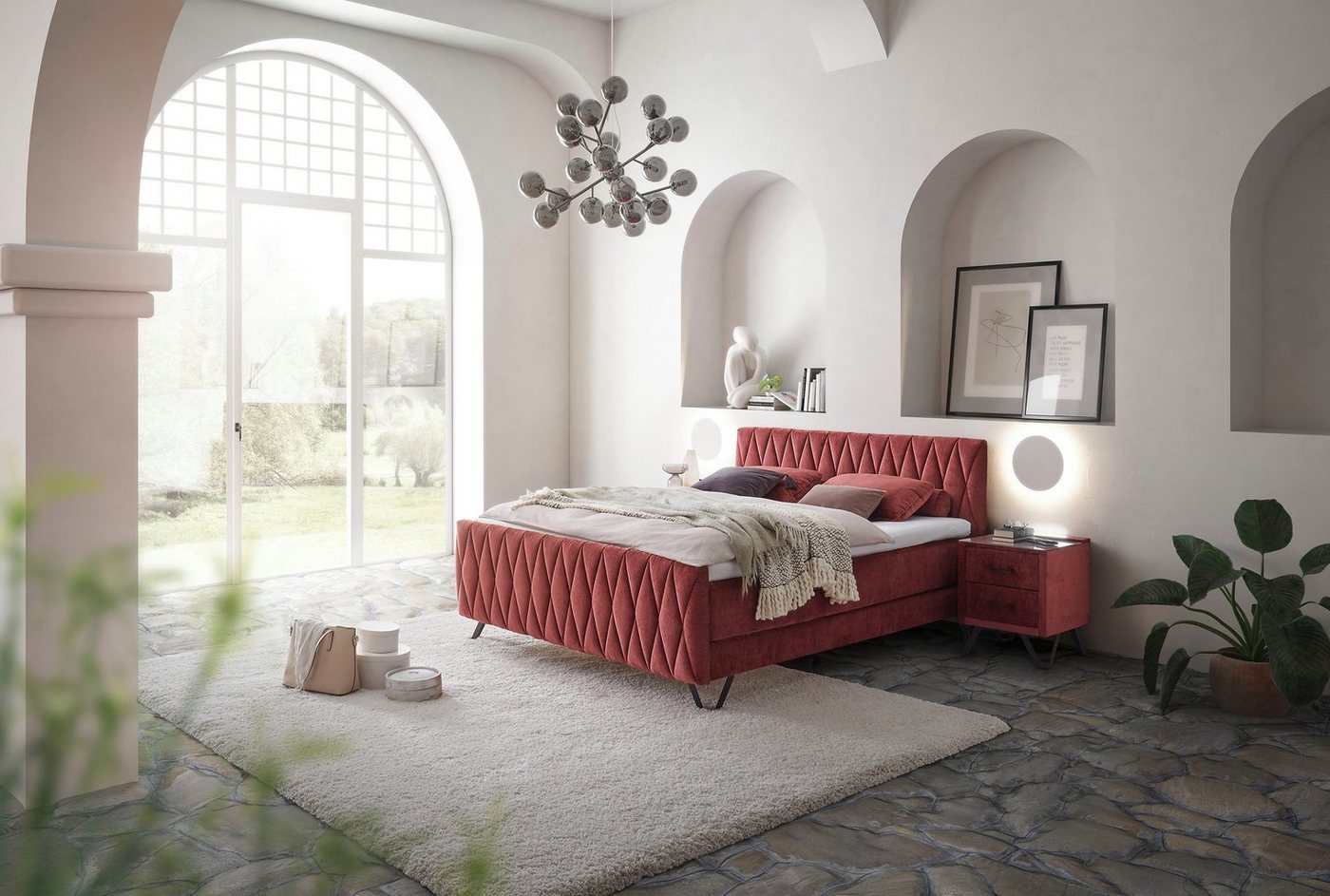 ED EXCITING DESIGN Boxspringbett Marsala, Duo-Matratze - harte Kokosmatte, weiche Filzabdeckung von ED EXCITING DESIGN