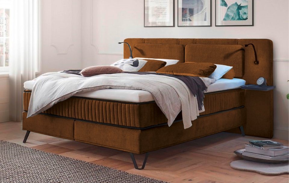 ED EXCITING DESIGN Boxspringbett Milazzo, mit Wireless Charging, Beleuchtung,Wendematratze von ED EXCITING DESIGN