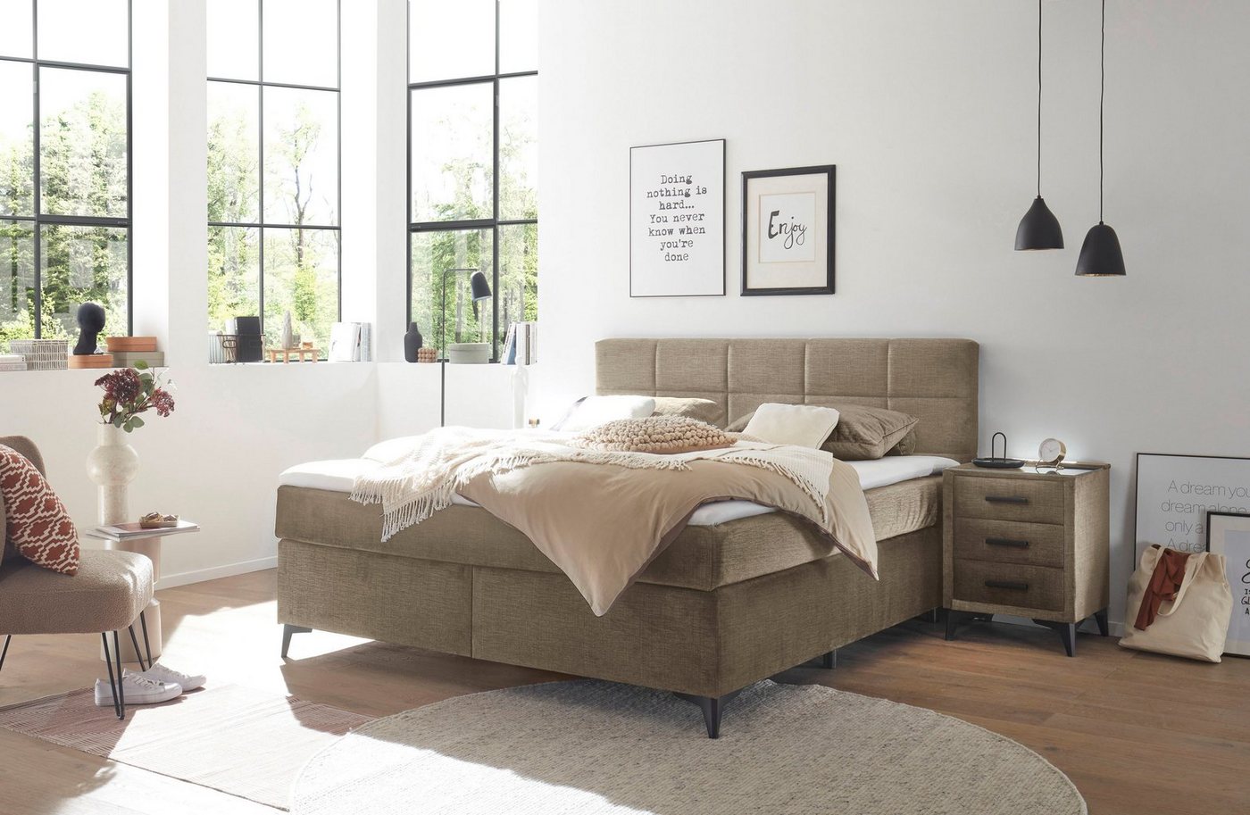 ED EXCITING DESIGN Boxspringbett Navarra, wahlweise mit Matratze von ED EXCITING DESIGN