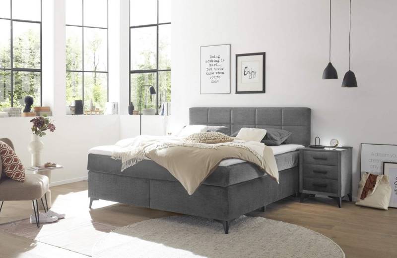 ED EXCITING DESIGN Boxspringbett Navarra – 140x200 und 180x200 inkl. Topper und Matratze (Inklusive Matratze und Topper), Pflegeleichter Bezug, wählbare Größe & stilvolle Farbvielfalt von ED EXCITING DESIGN