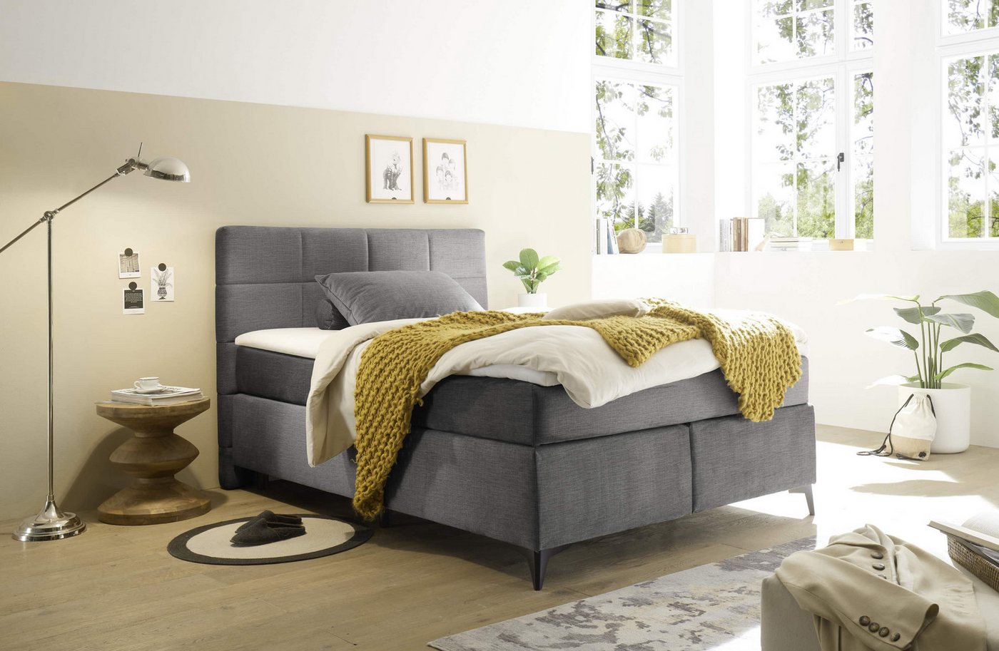 ED EXCITING DESIGN Boxspringbett Navarra – 140x200 und 180x200 inkl. Topper und Matratze (Inklusive Matratze und Topper), Pflegeleichter Bezug, wählbare Größe & stilvolle Farbvielfalt von ED EXCITING DESIGN