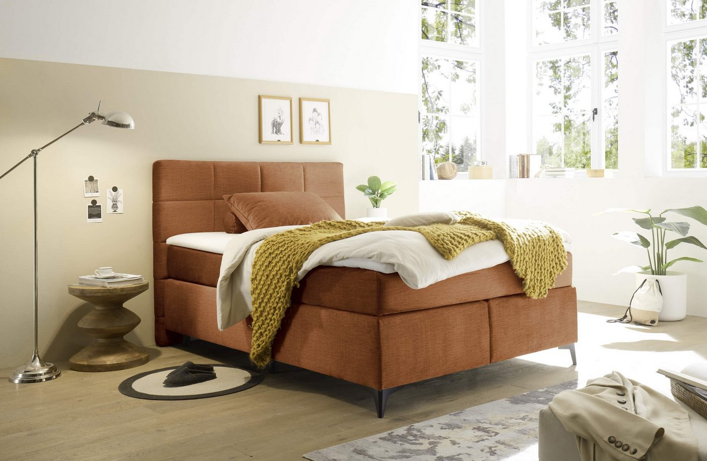 ED EXCITING DESIGN Boxspringbett Navarra – 140x200 und 180x200 inkl. Topper und Matratze (Inklusive Matratze und Topper), Pflegeleichter Bezug, wählbare Größe & stilvolle Farbvielfalt von ED EXCITING DESIGN