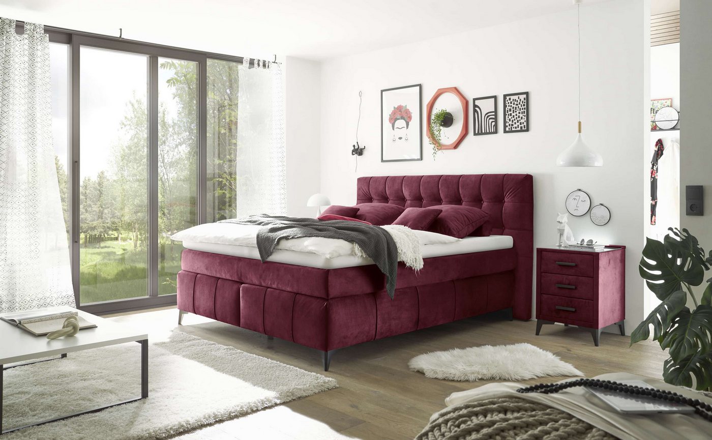 ED EXCITING DESIGN Boxspringbett Oregon 180x200 inkl. Topper und Duo-Matratze (Boxspringbett mit Duo‑Matratze & Topper), inkl. Duo-Matratze, Kokosmatte, Filzabdeckung von ED EXCITING DESIGN