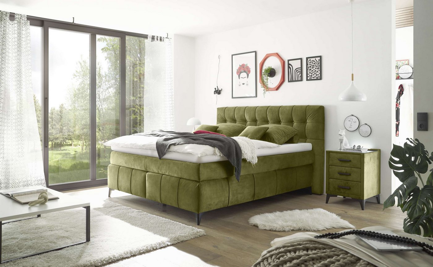 ED EXCITING DESIGN Boxspringbett Oregon 180x200 inkl. Topper und Duo-Matratze (Boxspringbett mit Duo‑Matratze & Topper), inkl. Duo-Matratze, Kokosmatte, Filzabdeckung von ED EXCITING DESIGN