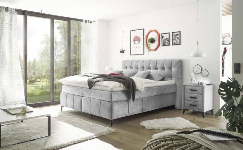 ED EXCITING DESIGN Boxspringbett Oregon 180x200 inkl. Topper und Duo-Matratze (Boxspringbett mit Duo‑Matratze & Topper), inkl. Duo-Matratze, Kokosmatte, Filzabdeckung von ED EXCITING DESIGN