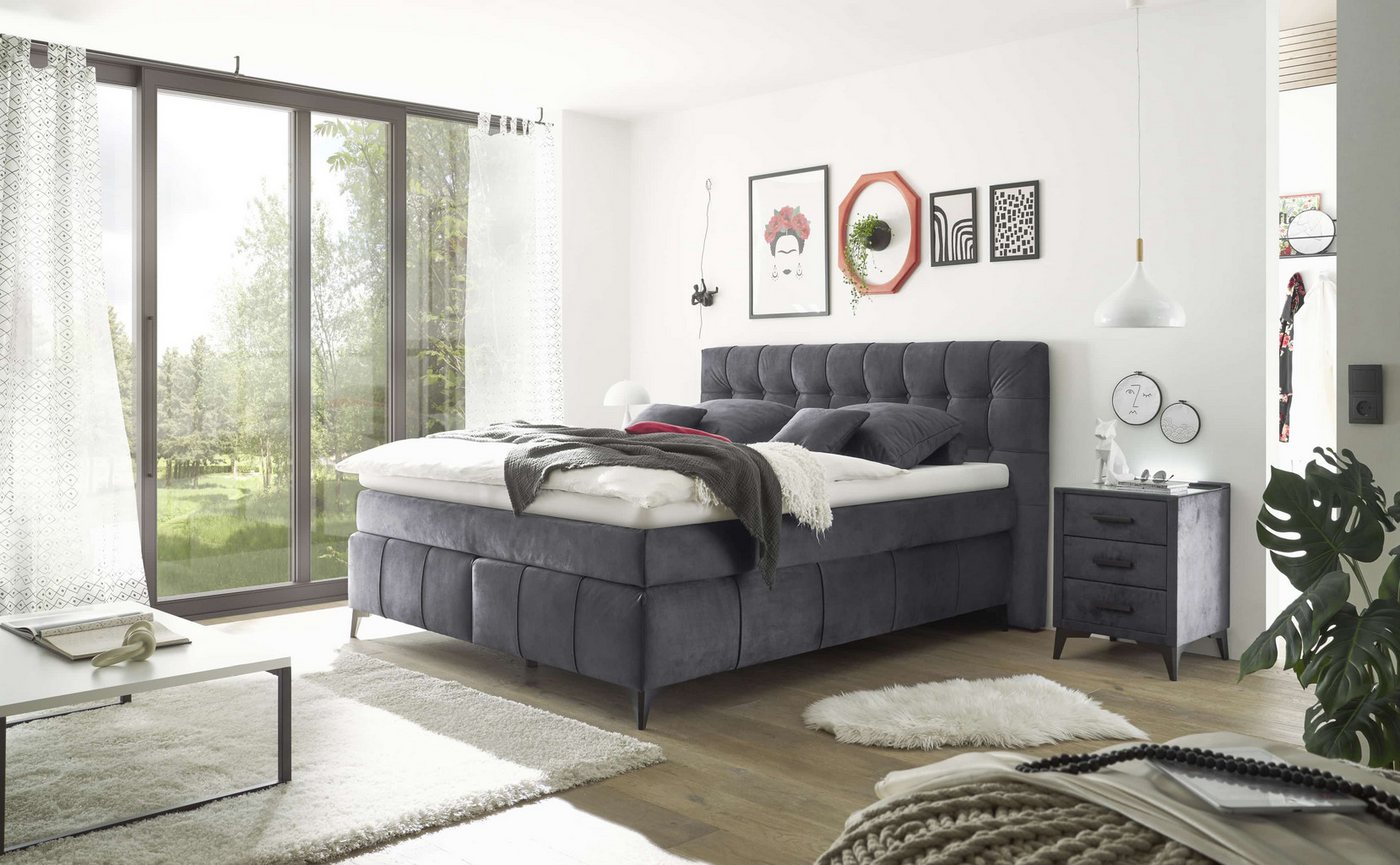ED EXCITING DESIGN Boxspringbett Oregon 180x200 inkl. Topper und Duo-Matratze (Boxspringbett mit Duo‑Matratze & Topper), inkl. Duo-Matratze, Kokosmatte, Filzabdeckung von ED EXCITING DESIGN