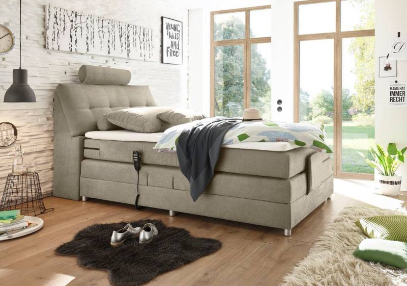 ED EXCITING DESIGN Boxspringbett Palermo, inkl. Motor, Topper, Kopfstütze und Stauraum im Kopfteil von ED EXCITING DESIGN