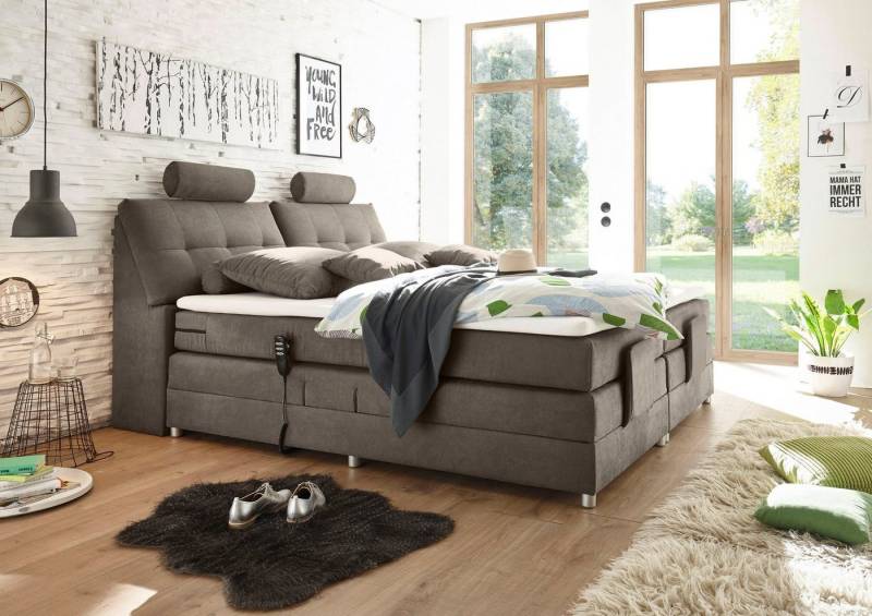 ED EXCITING DESIGN Boxspringbett Palermo, inkl. Motor, Topper, Kopfstütze und Stauraum im Kopfteil von ED EXCITING DESIGN
