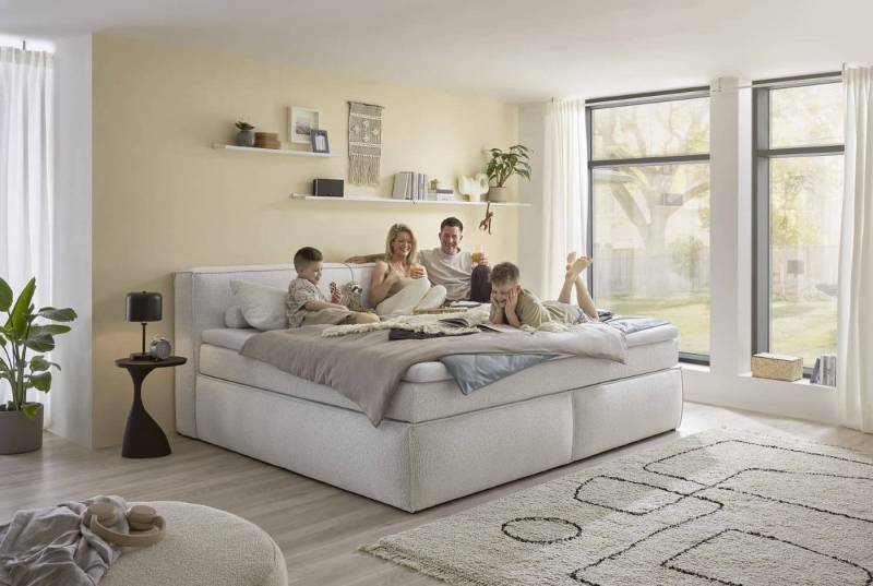 ED EXCITING DESIGN Boxspringbett Sandon 180x200 / 240x200 - Familienbett Pixie (Komplettbett inkl. Matratze und Topper, Bett inkl. Matratze & Topper), Wählbar in 180x200/240x200 cm, Duo-Matratze, H3/H4, 70 cm Höhe von ED EXCITING DESIGN