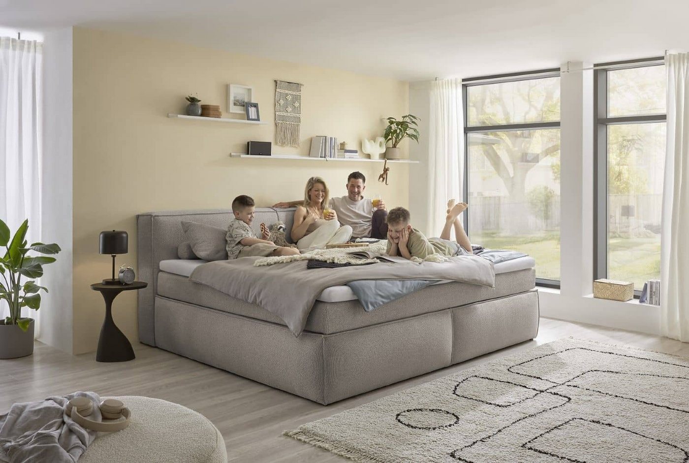 ED EXCITING DESIGN Boxspringbett Sandon 180x200 / 240x200 - Familienbett Pixie (Komplettbett inkl. Matratze und Topper, Bett inkl. Matratze & Topper), Wählbar in 180x200/240x200 cm, Duo-Matratze, H3/H4, 70 cm Höhe von ED EXCITING DESIGN