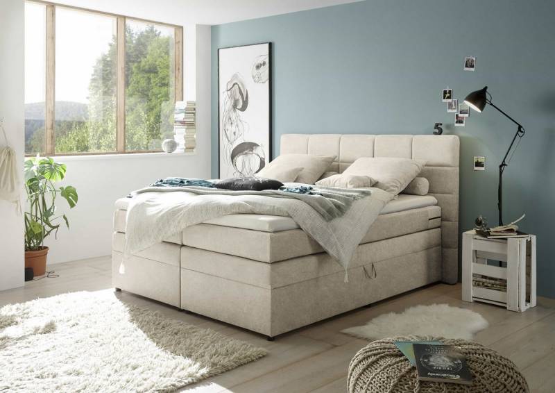 ED EXCITING DESIGN Boxspringbett Tacoma 180x200 inkl. Stauraum, Topper und H2/H3 Matratze (Bestehend aus Unterbox, Matratze, Topper und Kopfteil), inkl. Matratze H2/H3, Topper waschbar, viel Stauraum von ED EXCITING DESIGN