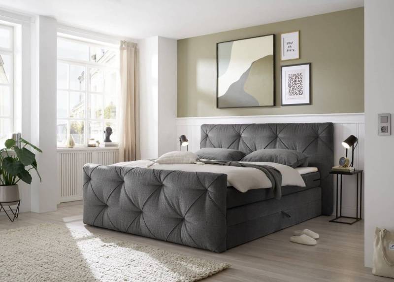 ED EXCITING DESIGN Boxspringbett Venlo 180x200 Bettkasten, HR30 Topper, 7Z-Federkernmatratze (Komplettbett inkl. Topper, Matratze, Unterbox und Bettkasten), Boxspringbett mit Topper, Matratze, Unterbox und Bettkasten von ED EXCITING DESIGN