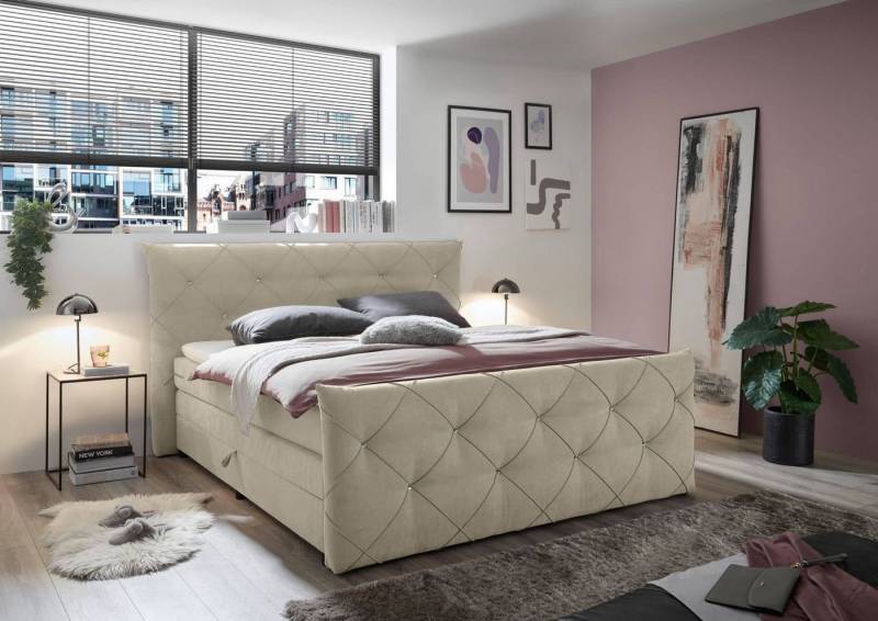 ED EXCITING DESIGN Boxspringbett Villano - inkl. Bettkasten, Gel-Topper und 7-Zonen-Matratze (Komplettbett inkl. Topper und Matratze), Stauraumbett, Topper inklusive, hoher Liegekomfort, federnde Matratze von ED EXCITING DESIGN