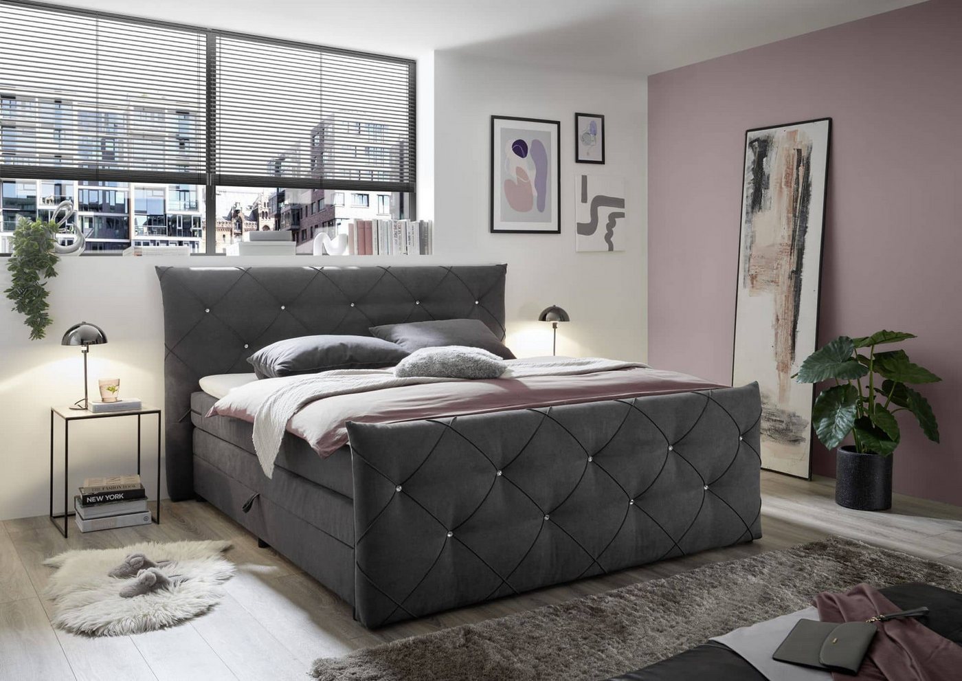 ED EXCITING DESIGN Boxspringbett Villano - inkl. Bettkasten, Gel-Topper und 7-Zonen-Matratze (Komplettbett inkl. Topper und Matratze), Stauraumbett, Topper inklusive, hoher Liegekomfort, federnde Matratze von ED EXCITING DESIGN