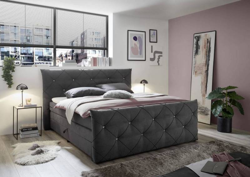 ED EXCITING DESIGN Boxspringbett Villano - inkl. Bettkasten, Gel-Topper und 7-Zonen-Matratze (Komplettbett inkl. Topper und Matratze), Stauraumbett, Topper inklusive, hoher Liegekomfort, federnde Matratze von ED EXCITING DESIGN