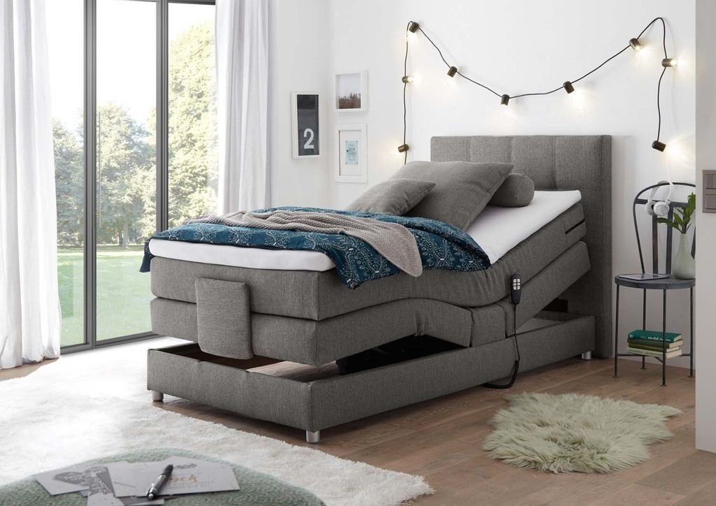 ED EXCITING DESIGN Boxspringliege (100 x 200 cm, Manolo), Grau von ED EXCITING DESIGN