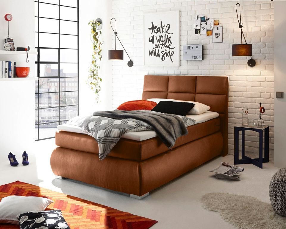 ED EXCITING DESIGN Boxspringliege (120 x 200 cm, Kosali 1 cognac 120 cm), Braun von ED EXCITING DESIGN