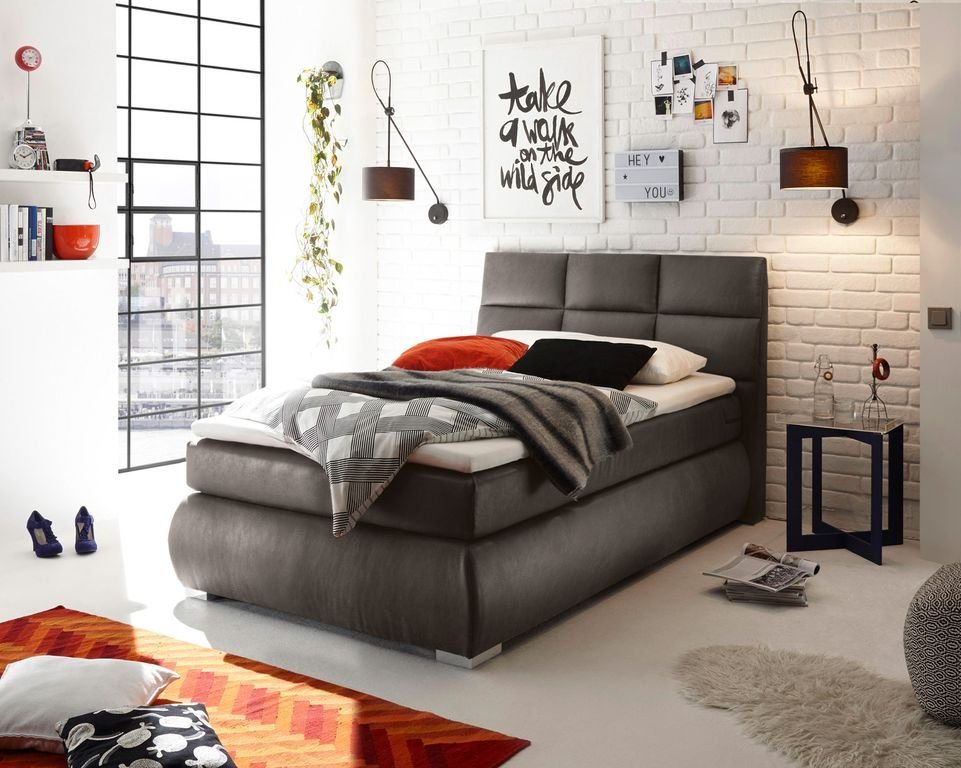 ED EXCITING DESIGN Boxspringliege (120 x 200 cm, Kosali 1 grey 120 cm), Grau von ED EXCITING DESIGN