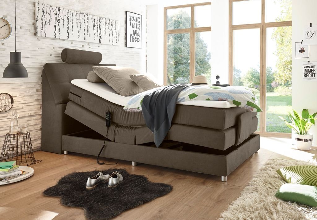 ED EXCITING DESIGN Boxspringliege (120 x 200 cm, Palermo), Grau von ED EXCITING DESIGN